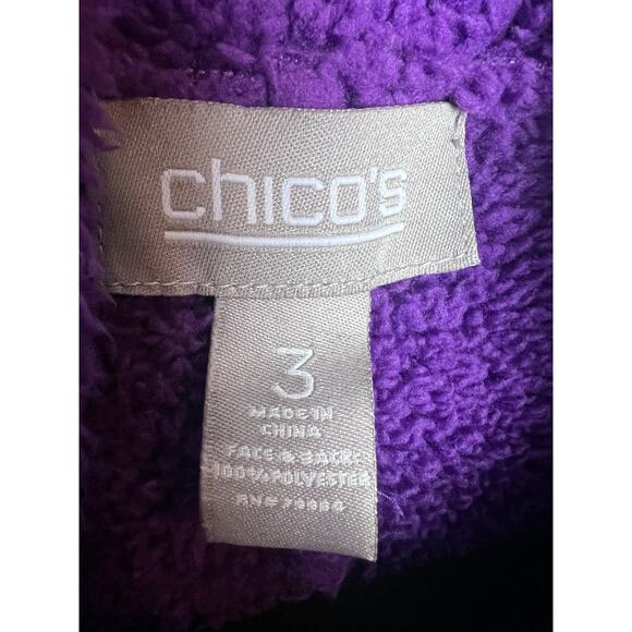 Chico's Women's Purple Fleece Turtle Neck Full Zip Vest Size 3/XL Warm Soft - Picture 4 of 7